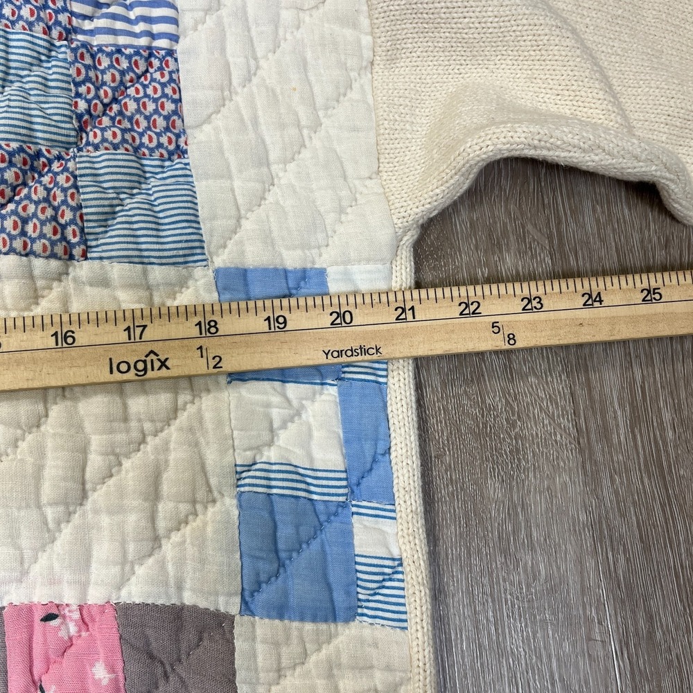 K.A.S. Originals Patchfork Knit Cotton Cardigan Handmade Sweater USA Size S-M - Picture 5 of 7